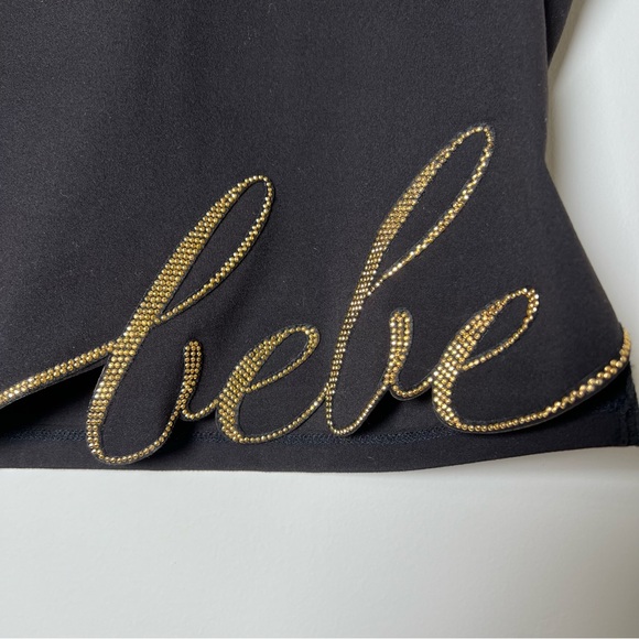 Bebe T-Shirt Crop top Black Tee – Size L – NWOT Gold Glam - Picture 9 of 11